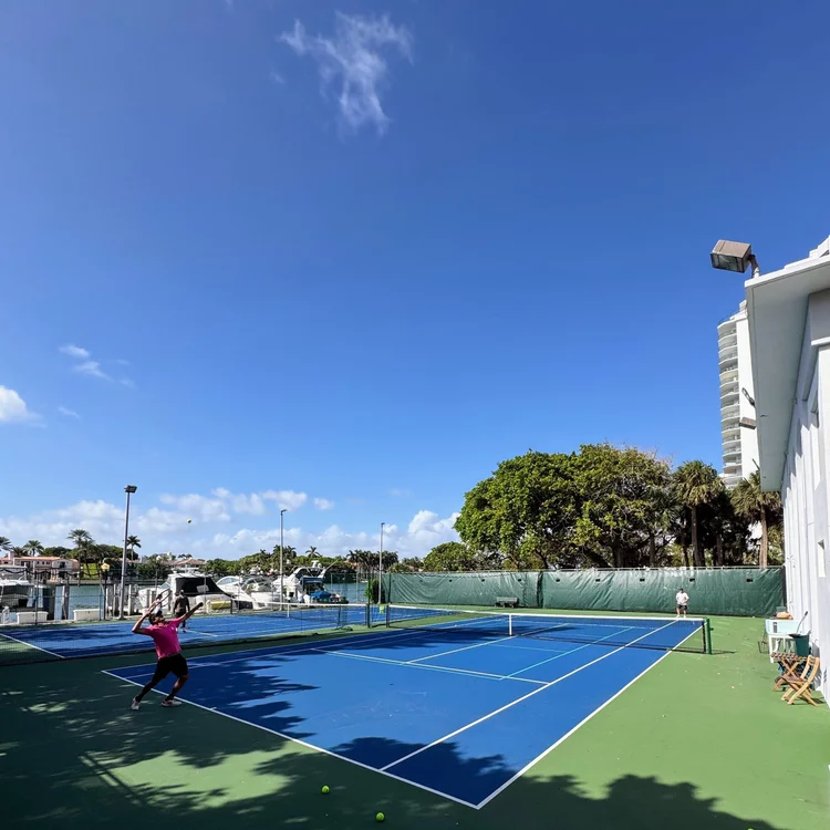 Waterfront tennis court